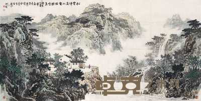 尹沂明 2005年作 松雪伴高山 镜心 68×136cm